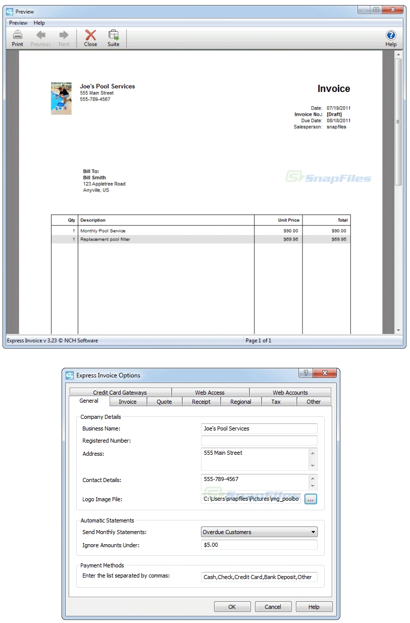 download express invoice professional invoicing
