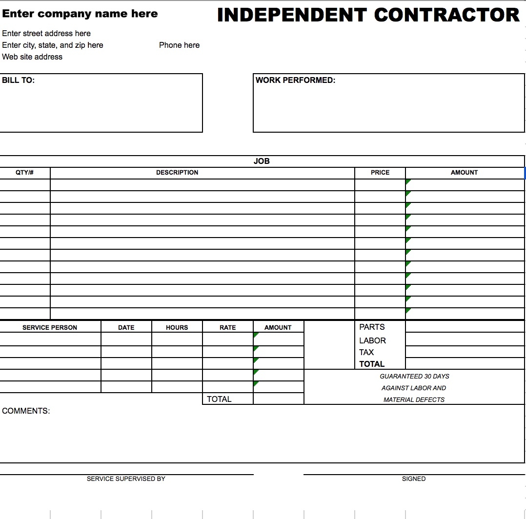 Contractor Invoice Example Invoice Template Ideas