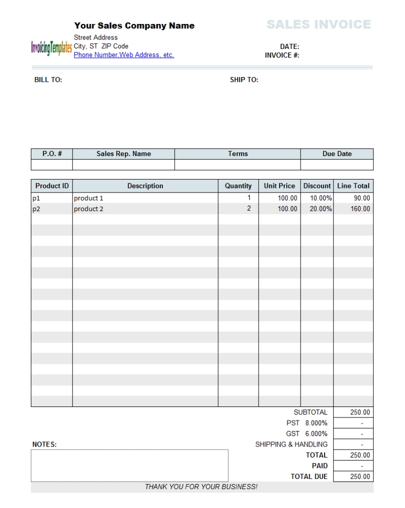 printable sales invoice invoice template ideas