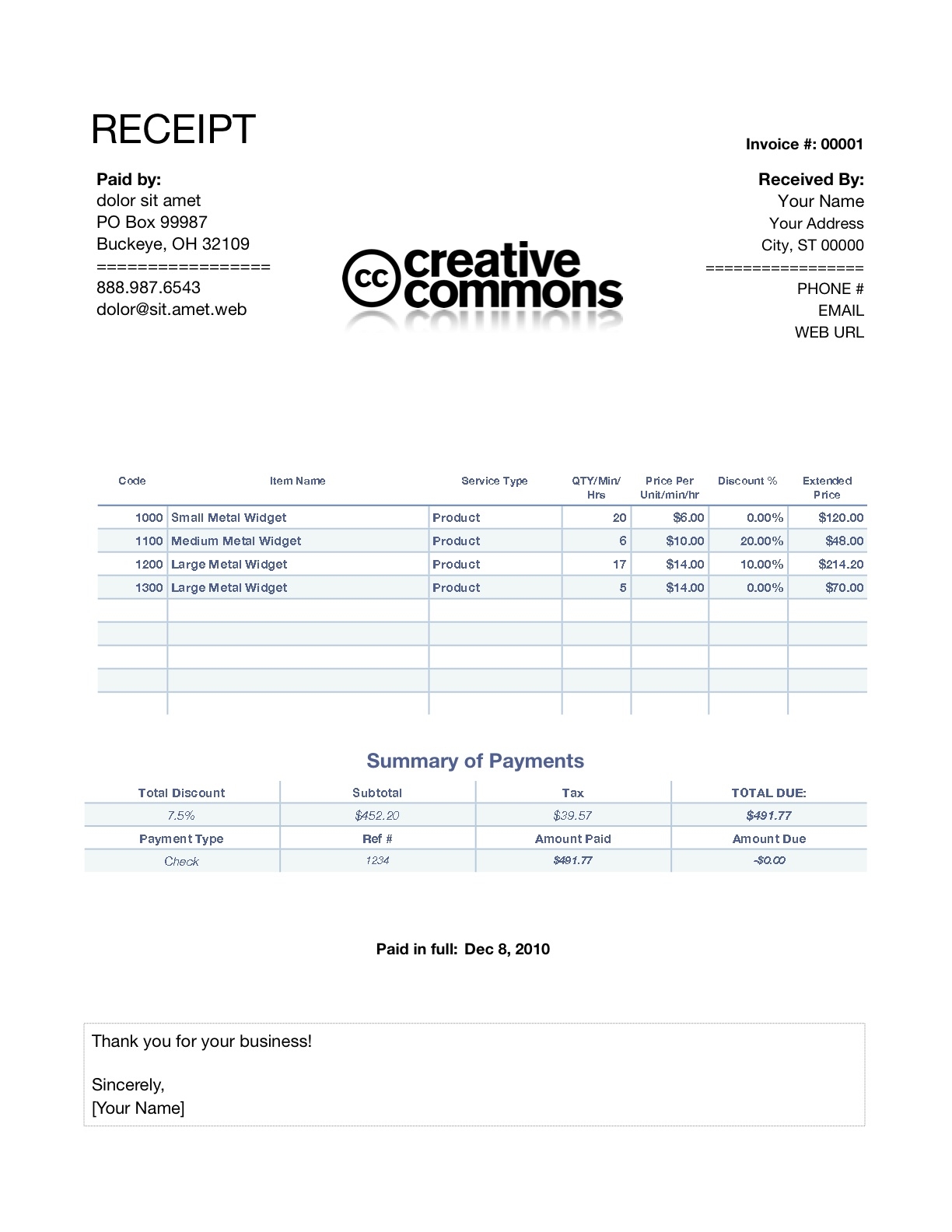 invoice or receipt professional dynamic invoicing system for apple numbers 1224 X 1584