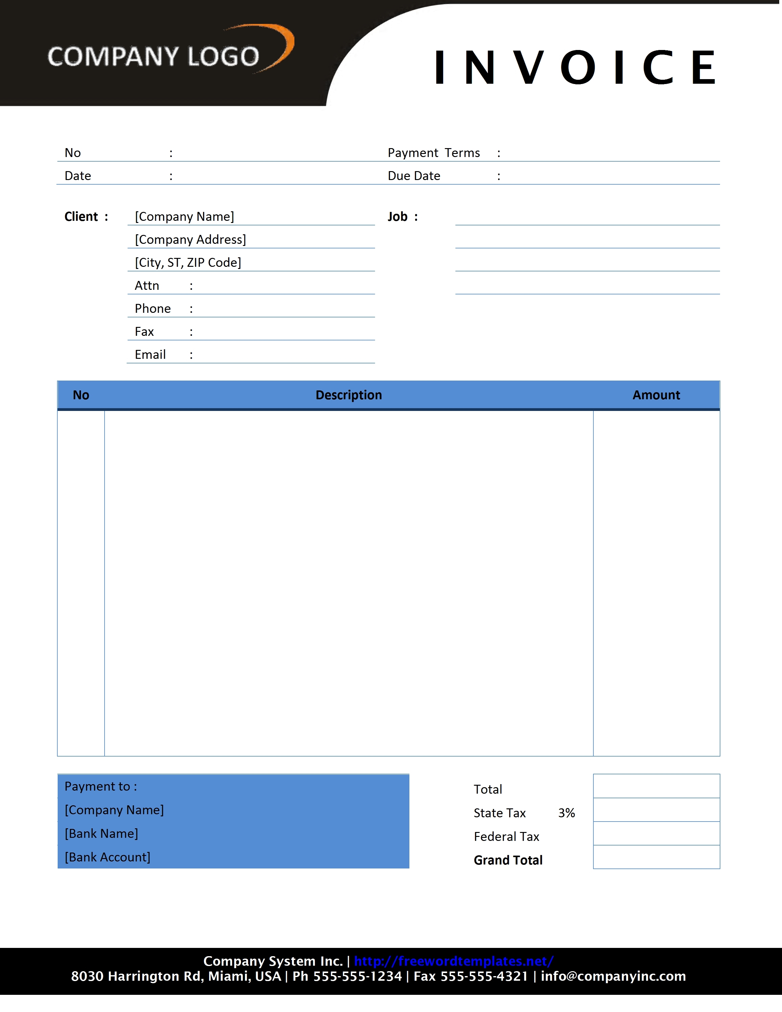 ms word bill format