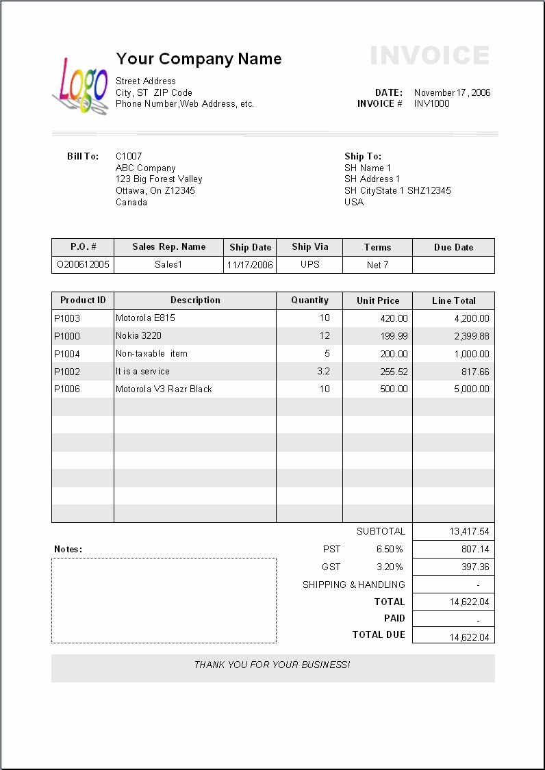 professional services invoice template india