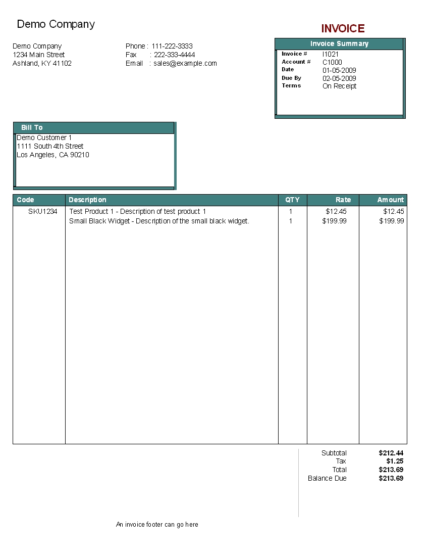 kbilling help invoice with logo