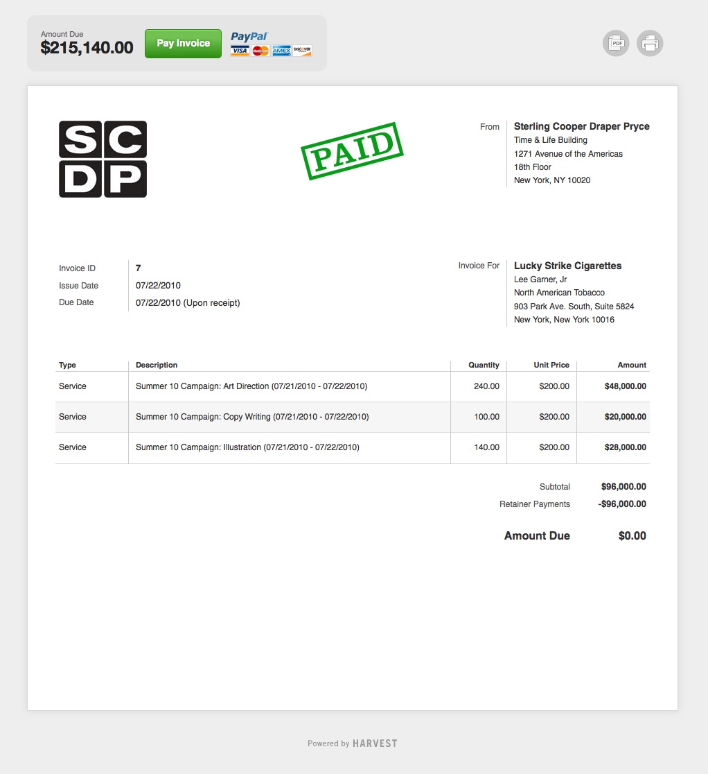 logos amp screenshots harvest get harvest invoice