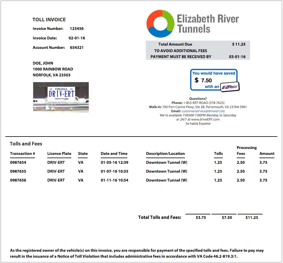 pay plate bill payment elizabeth river tunnels payment of invoices within 30 days