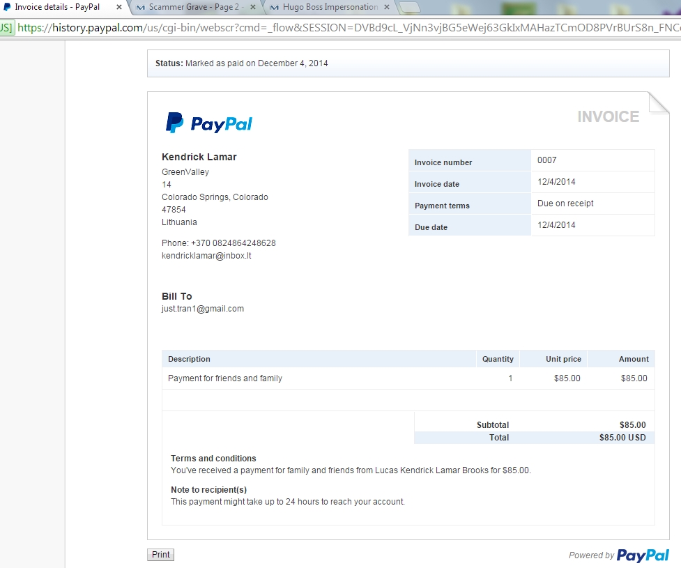 paypal invoice
