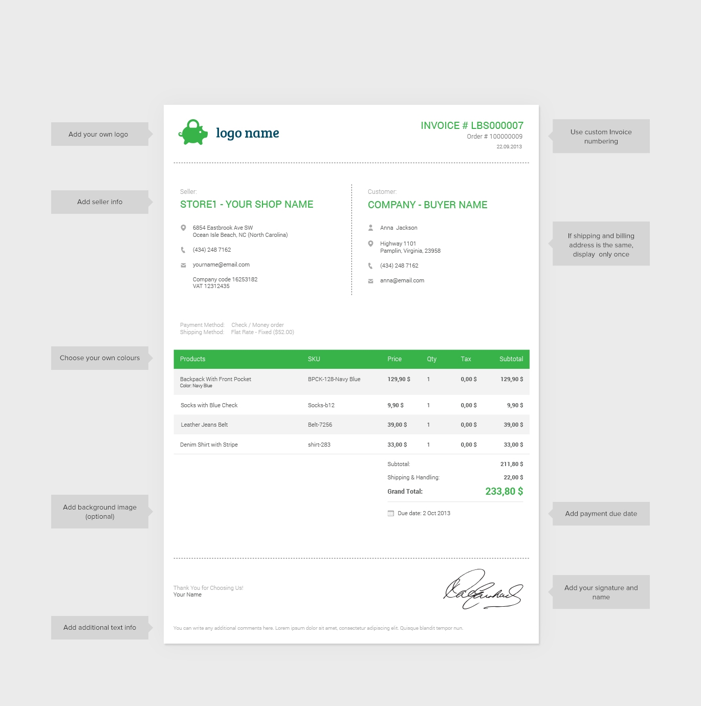 professional and customizable magento pdf invoice s4commerce magento invoice template