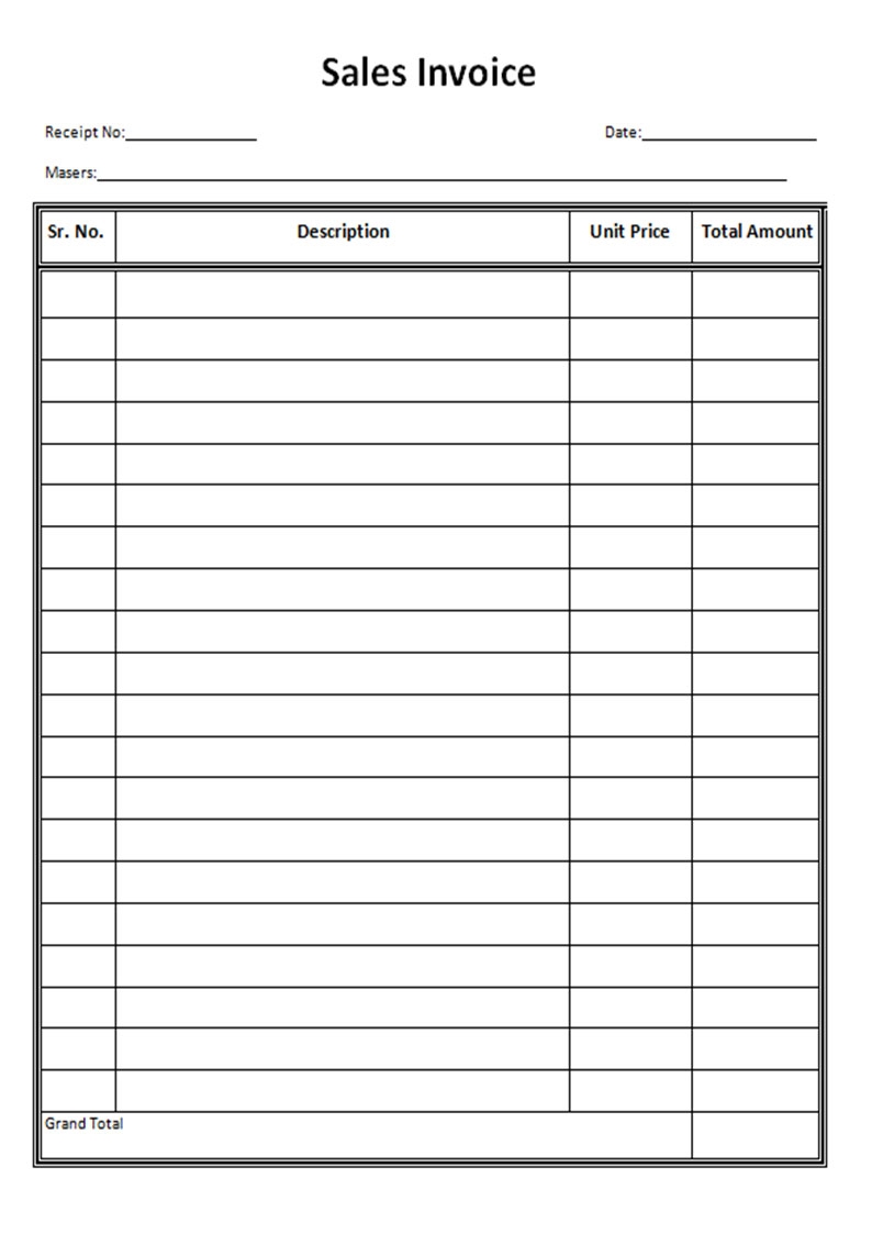 sample forms printable free to download and easy to use printable sales invoice