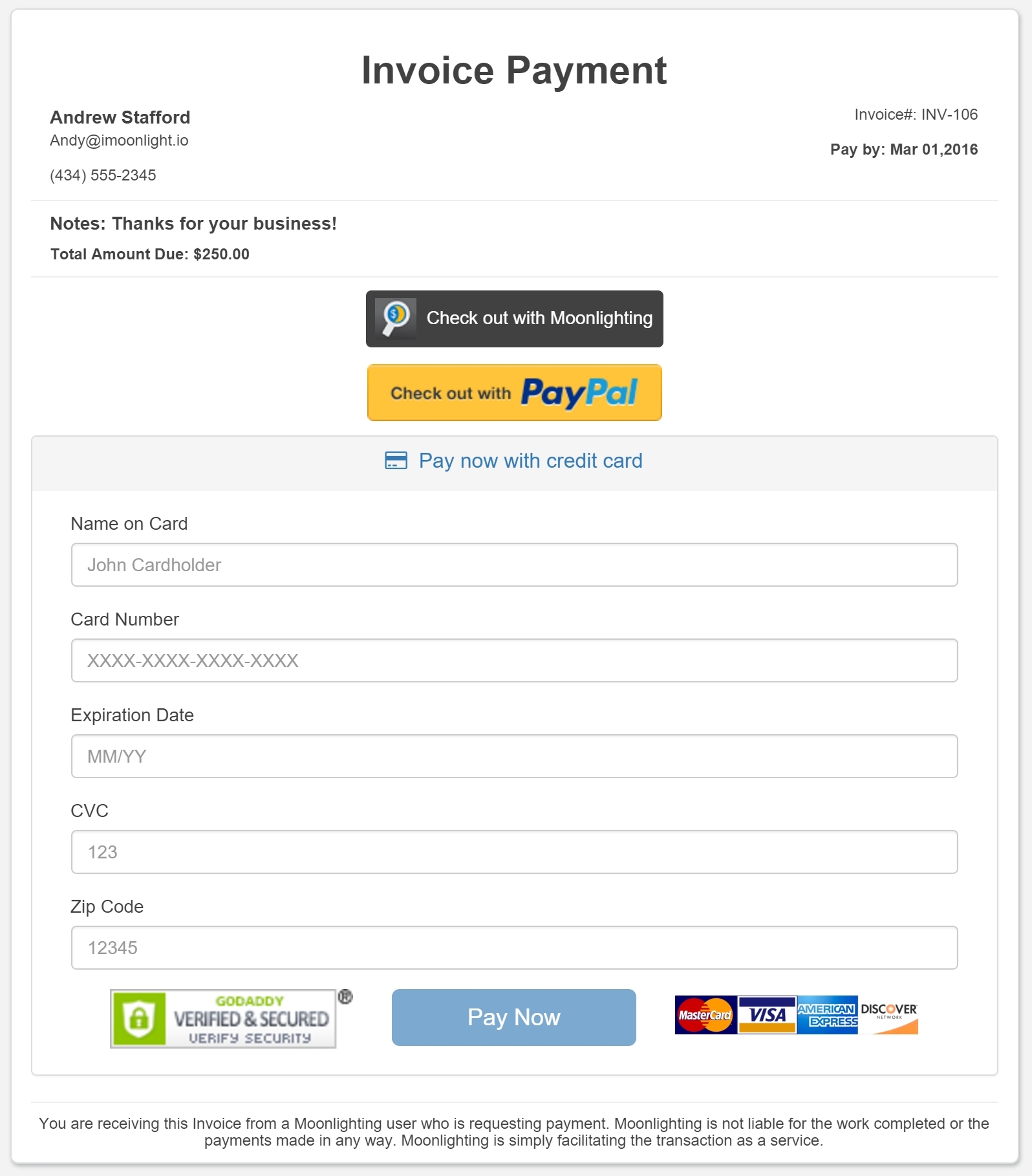 paypal invoice