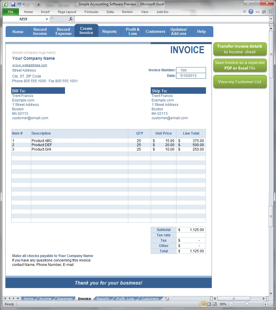 simple accounting create invoice screenshot simpleplanning create a invoice