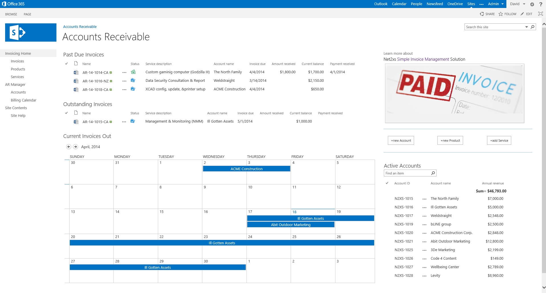 simple invoice management system o365 simple invoice management 1916 X 1028