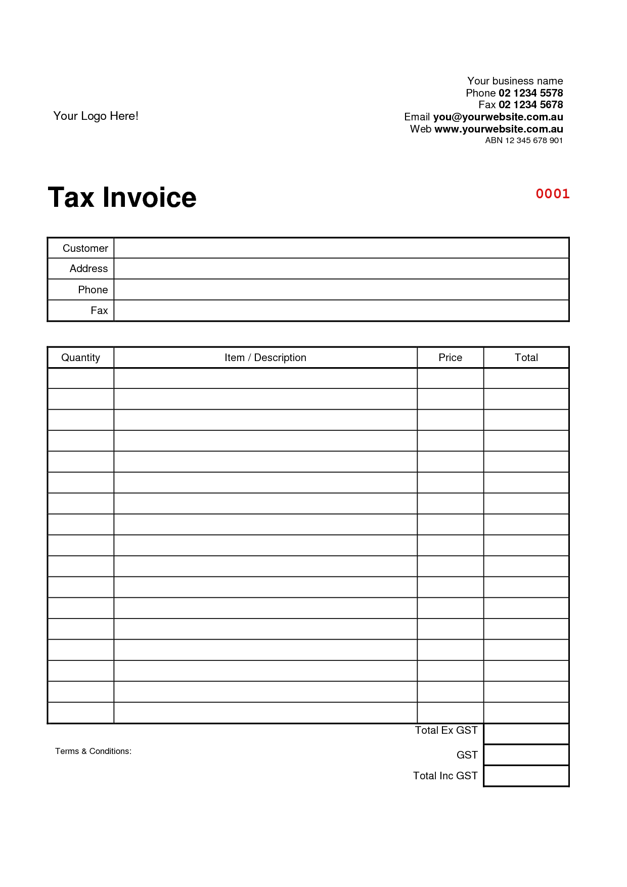 tax invoice template word tax invoice template invoice template 1240 X 1754
