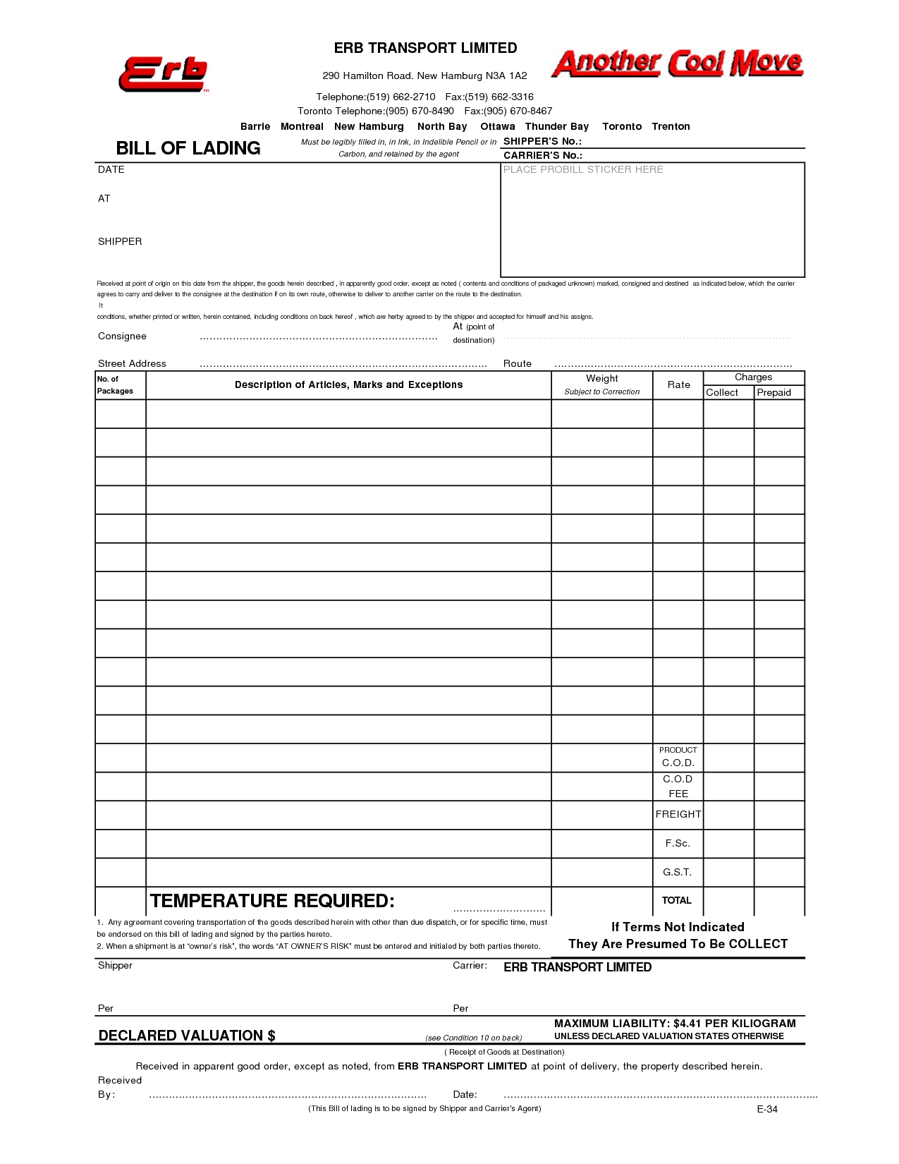 auto transport bill of lading template chainimage transport invoice format