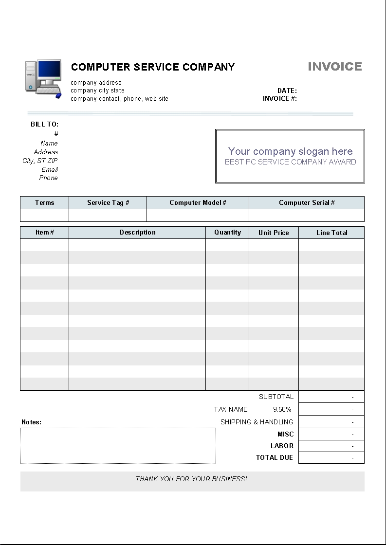 computer service invoice template 110 free download create your own invoice template