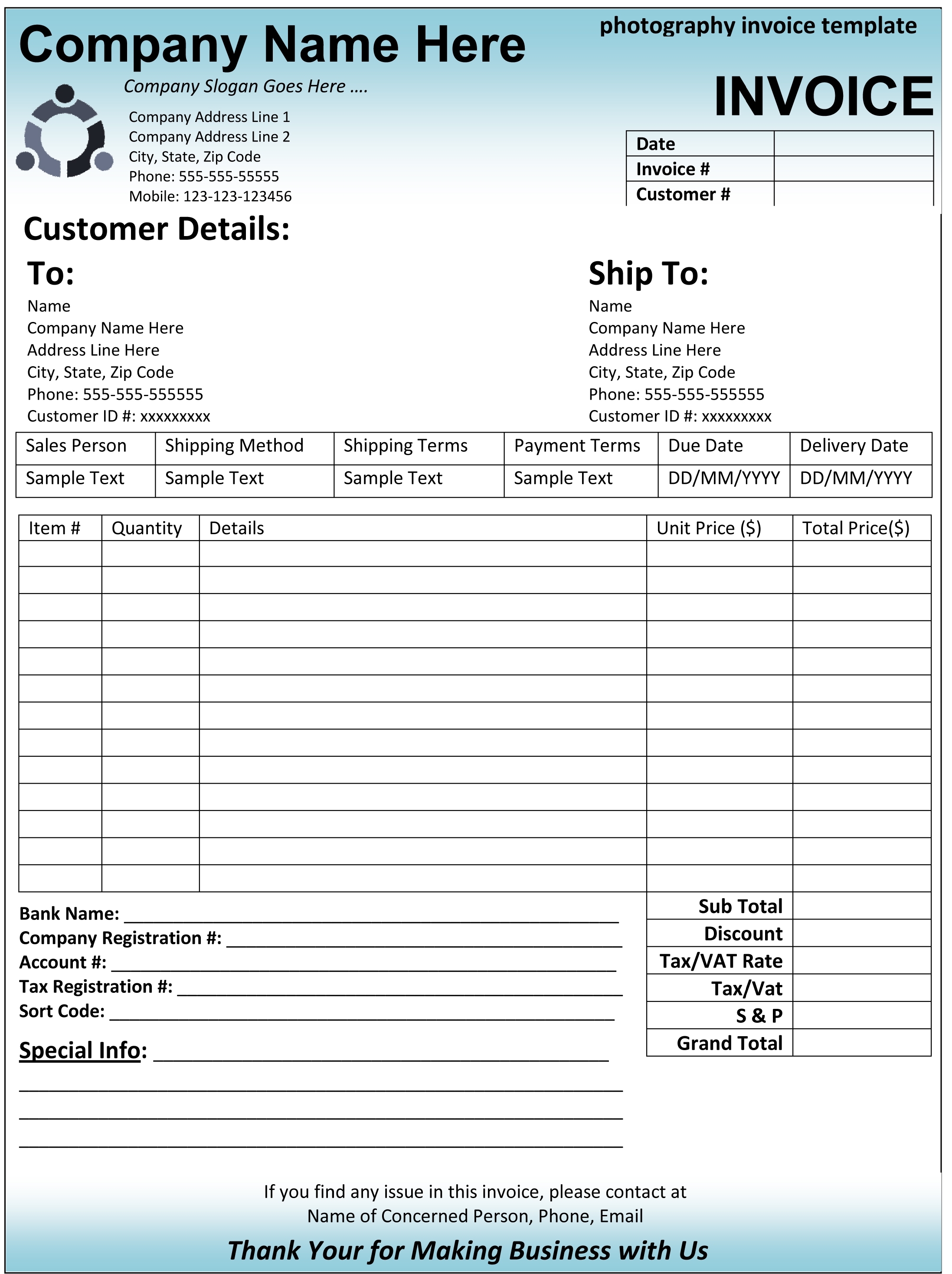 free professional invoice template download