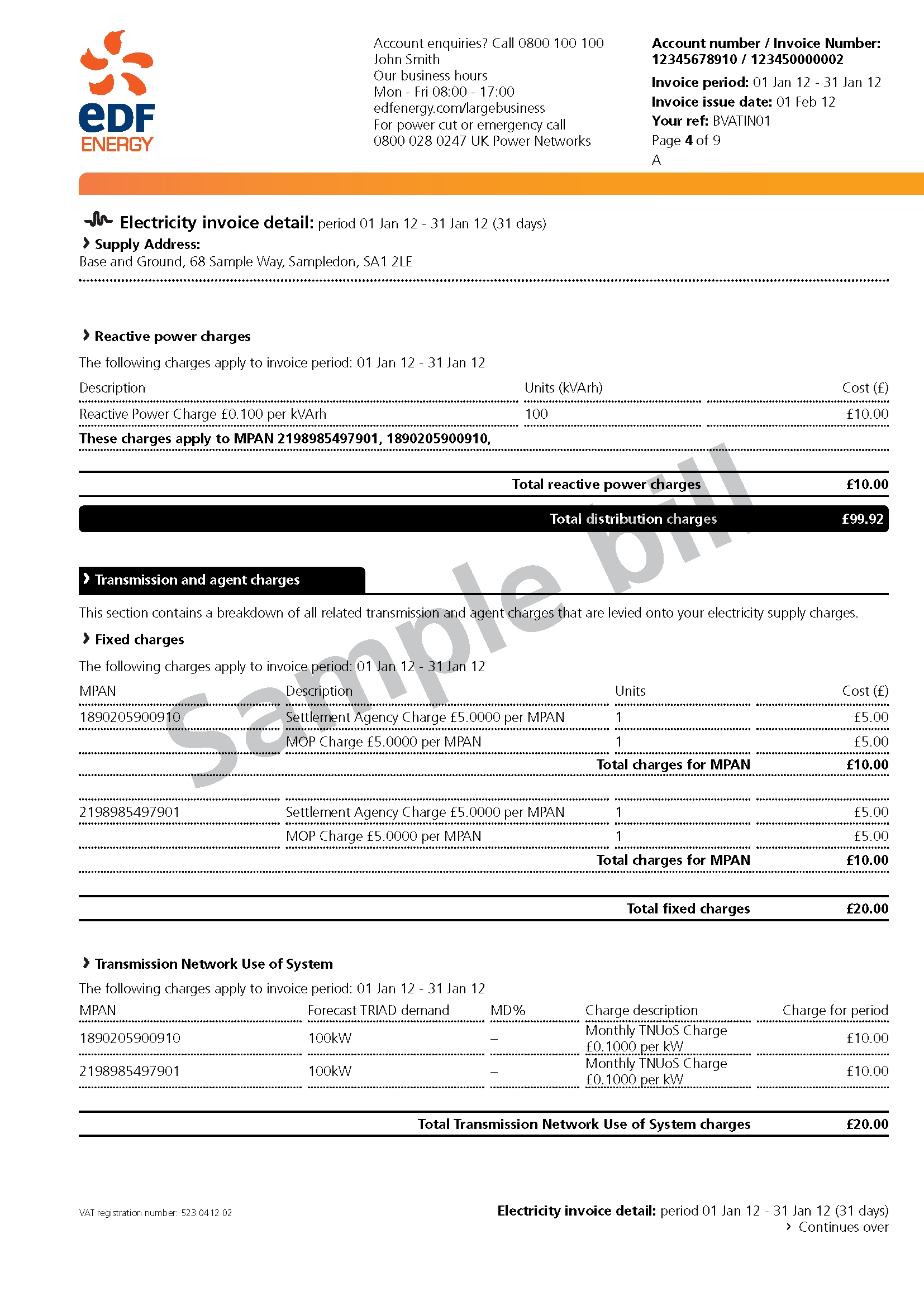 dummy invoice template understanding your bill large business customers edf energy 1654 X 2339