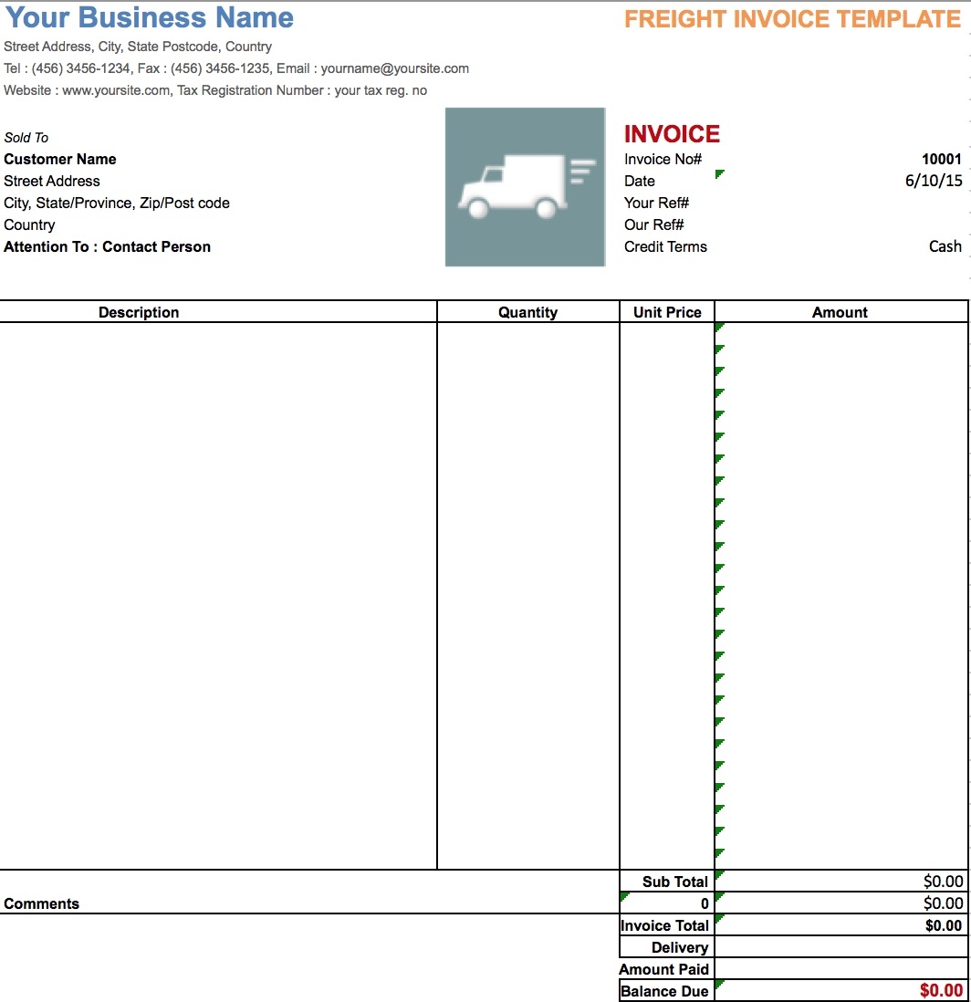 Transport Invoice Format * Invoice Template Ideas