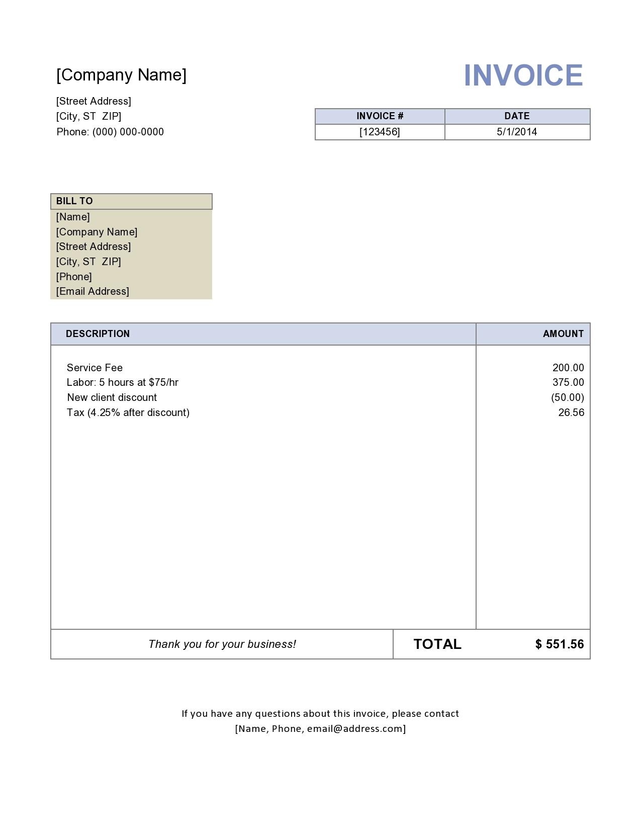 free invoice template in word word invoice templates invoice template free 2016 1275 X 1650