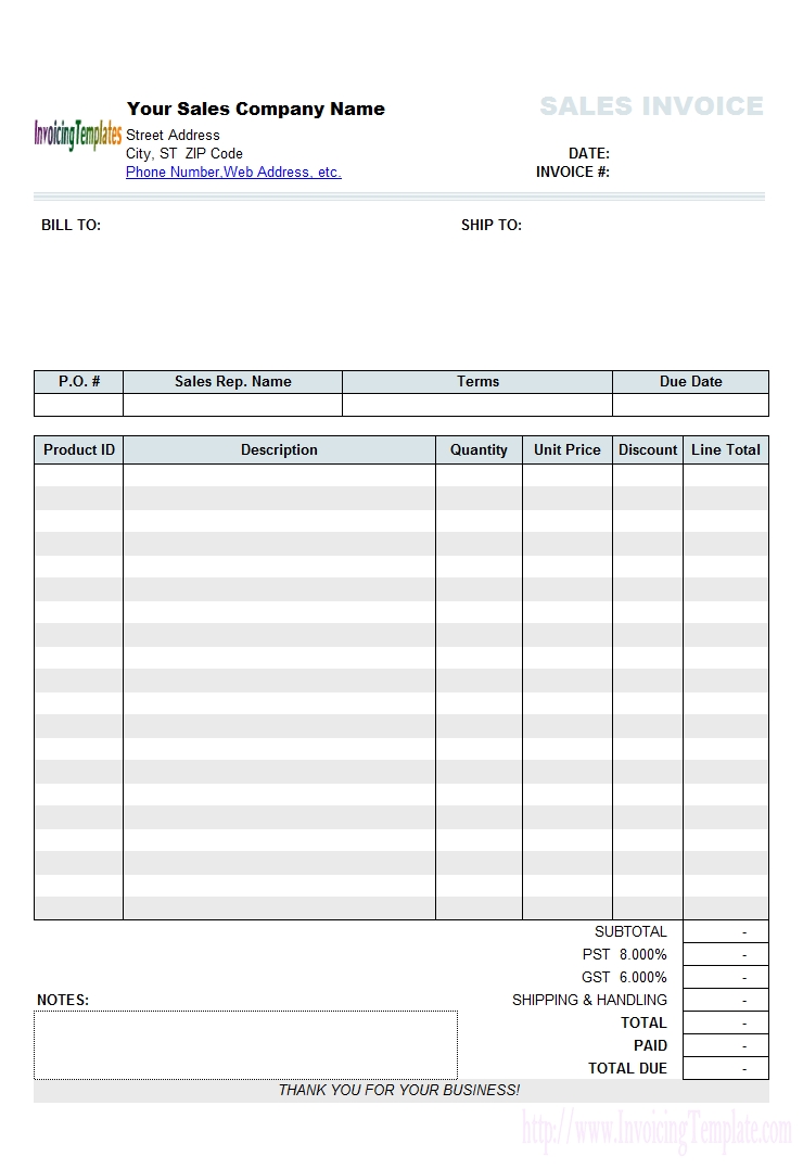 free sales invoice template with discount amount column on invoice discount