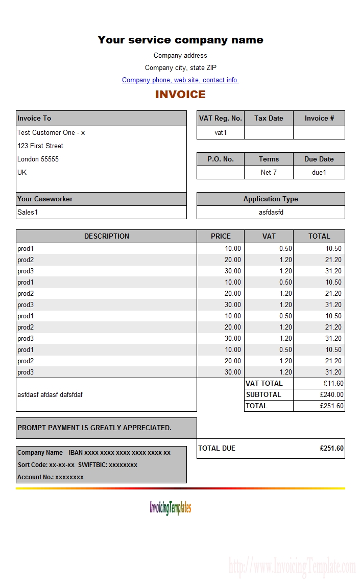 Vat Invoice Template Uk Word