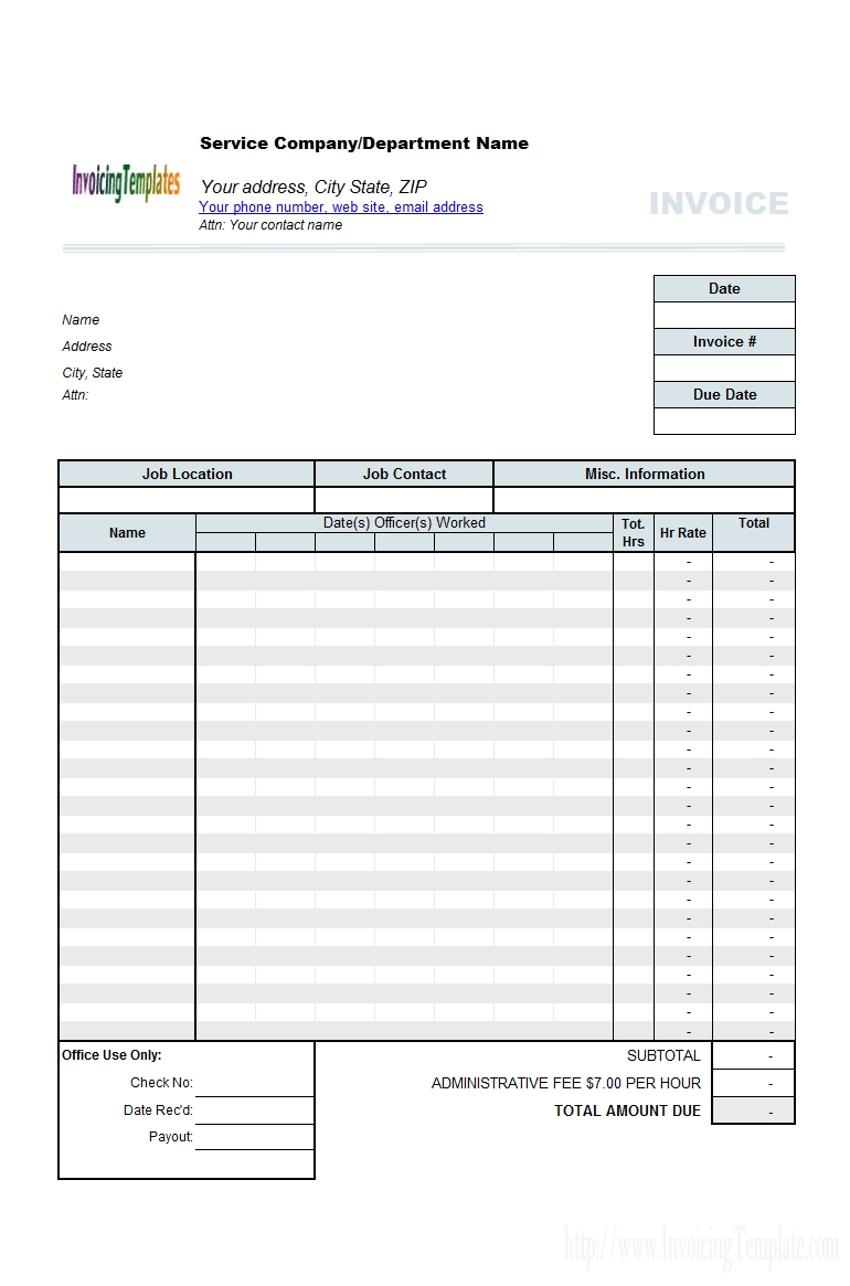 free timesheet invoice template for hours worked