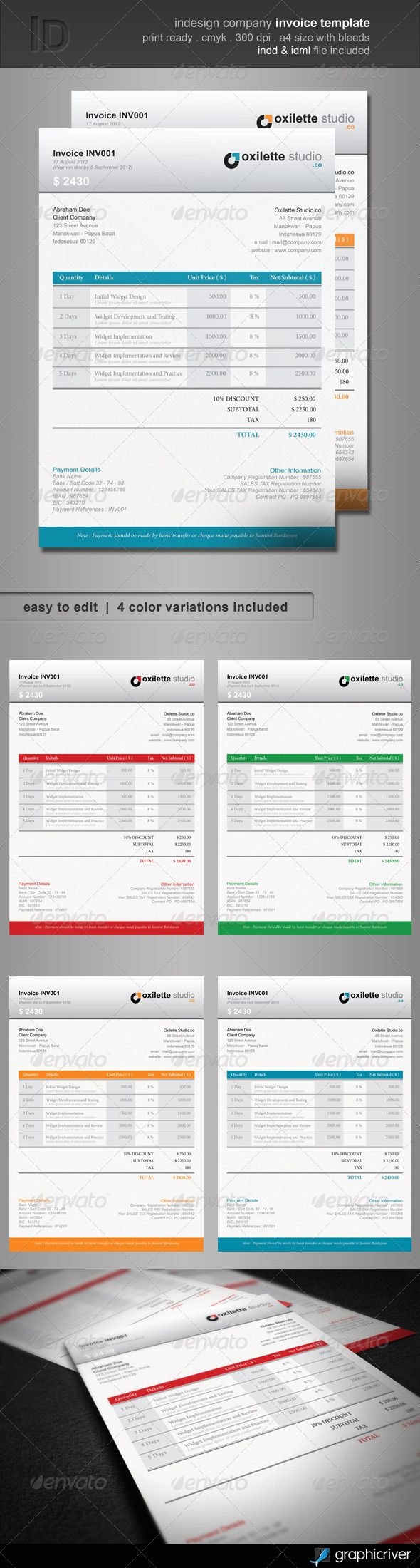 indesign invoice template indesign company invoice template graphicriver features clean 590 X 2200