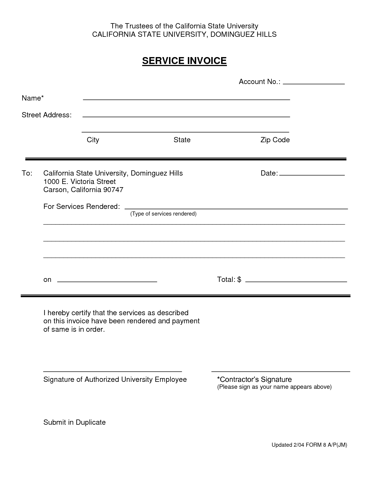 Free Template For Invoice For Services Rendered * Invoice Template Ideas