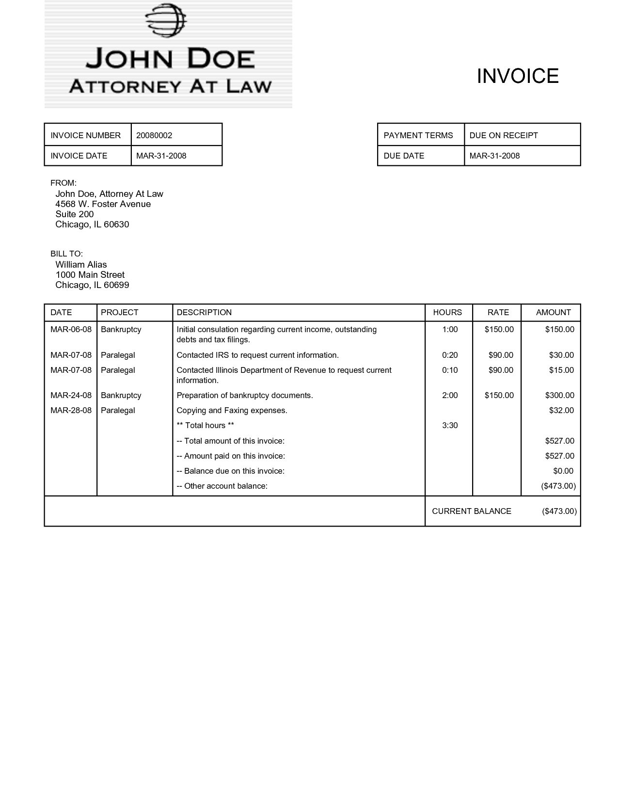 invoice template with payment terms