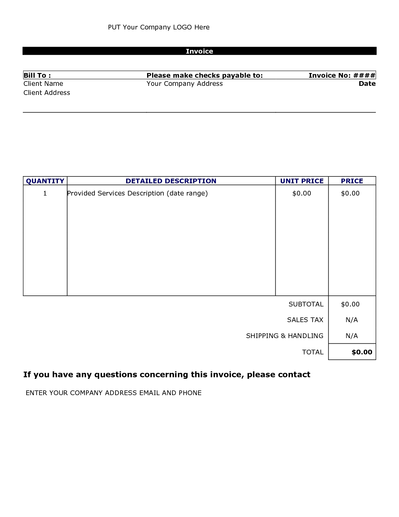 invoice template doc invoice sample doc