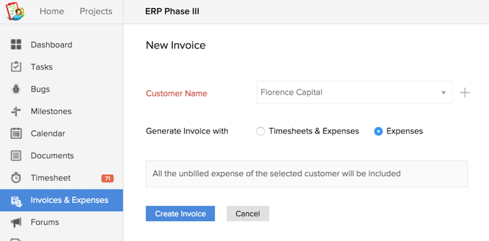 invoices and expenses online help zoho projects invoice for expenses