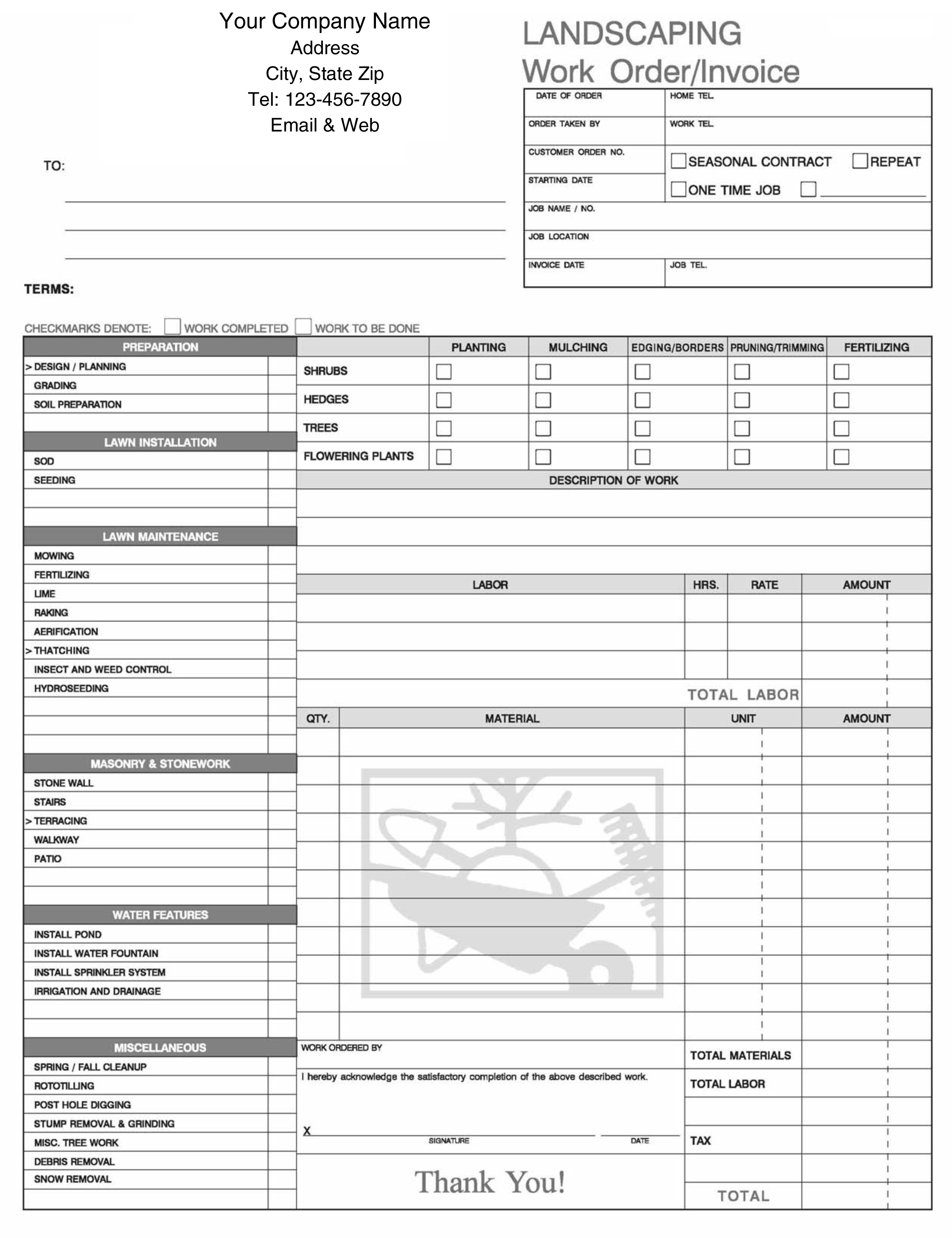 landscaping invoice template landscaping invoice form designing 2512 X 3267