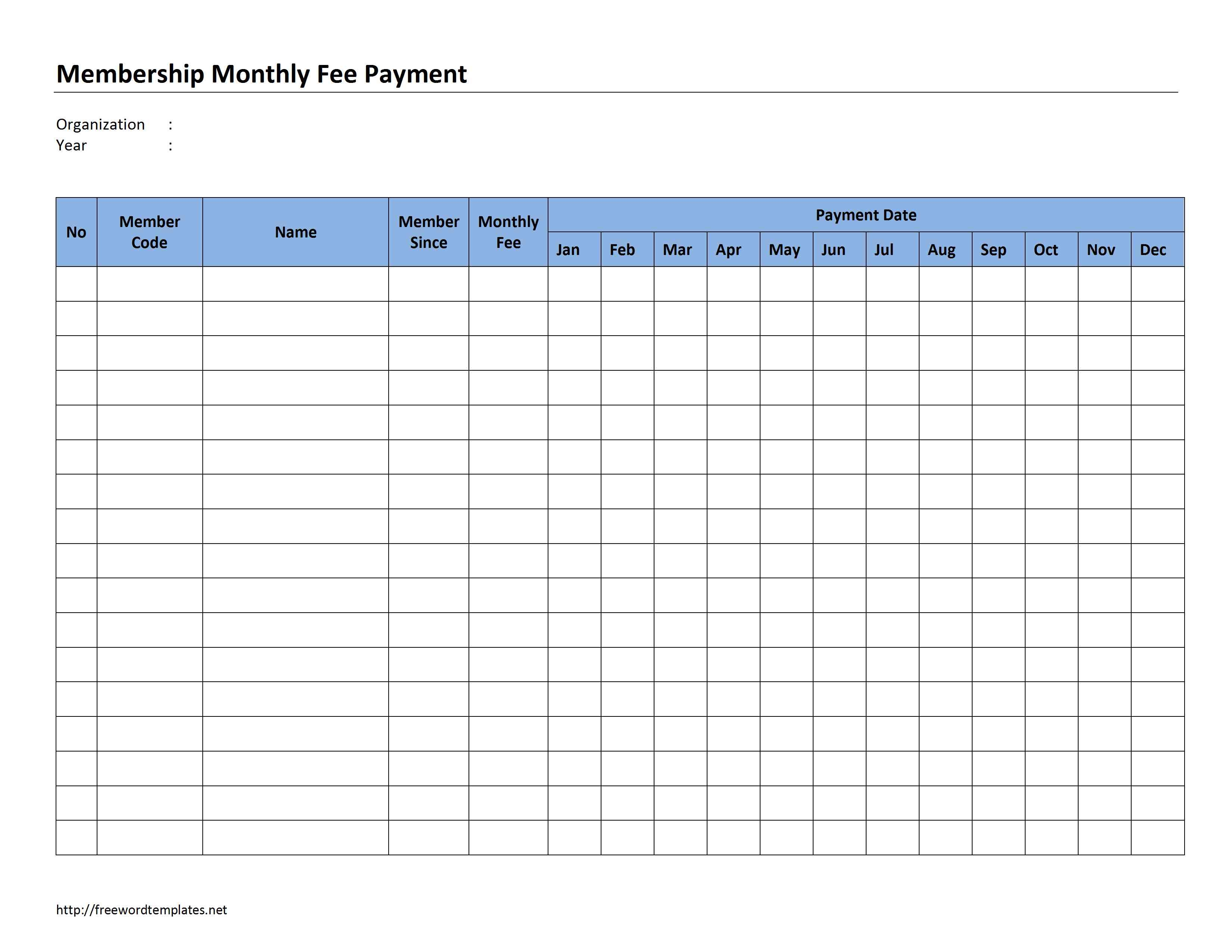 membership monthly fee payment word templates free word membership invoice template