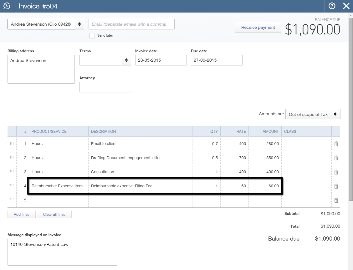 quickbooks online tracking expenses clio support invoice for expenses