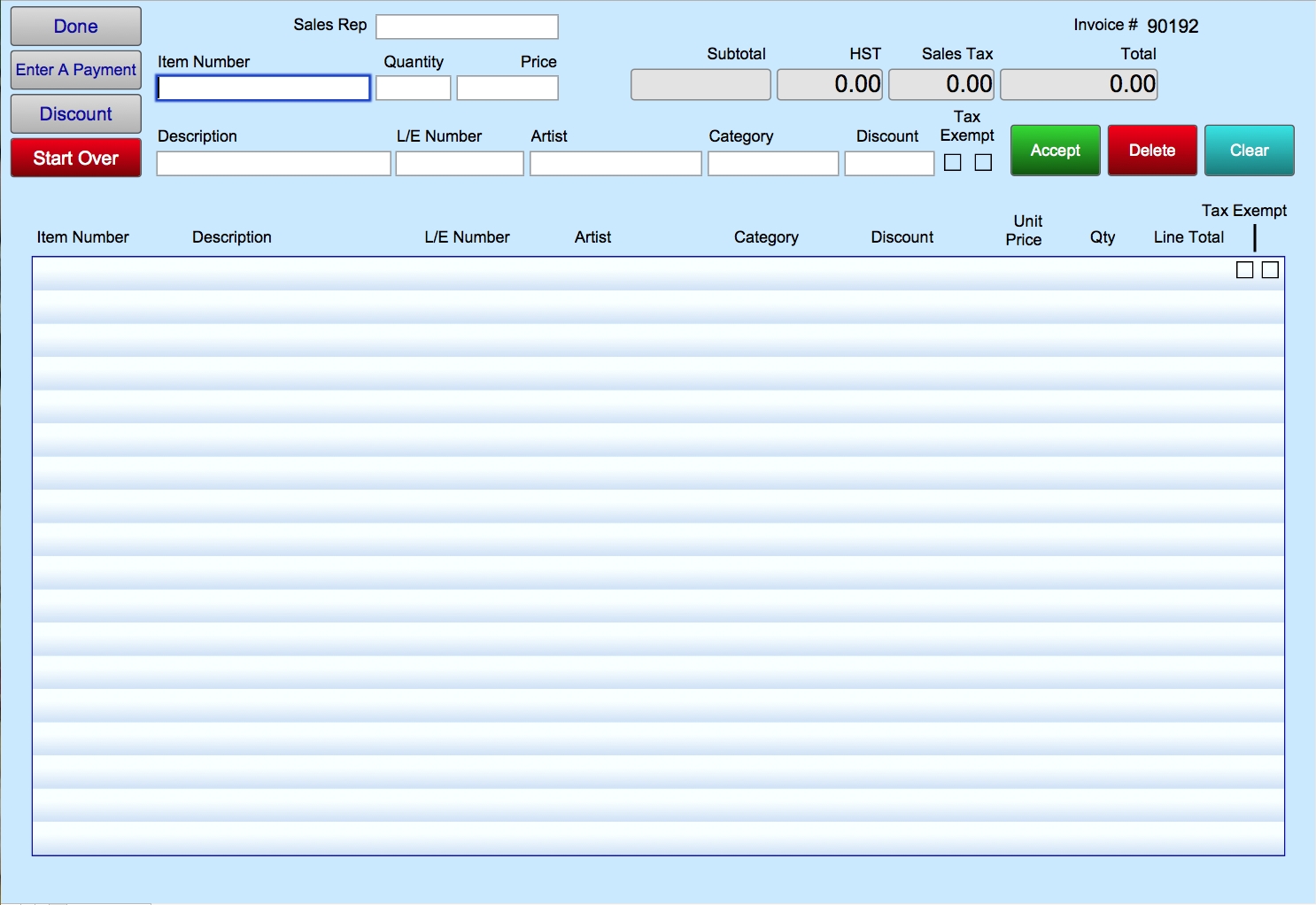 rapid entry screen for retail products invoice file frameready return to invoice