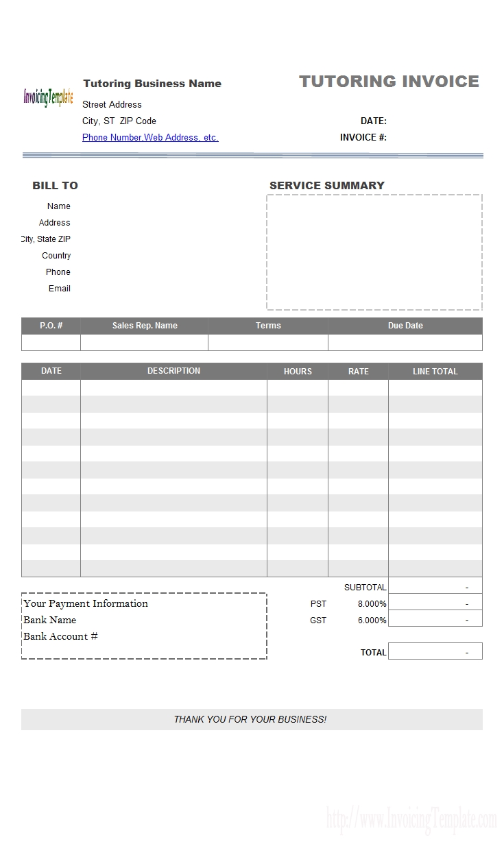 tutoring invoice template invoice template ideas