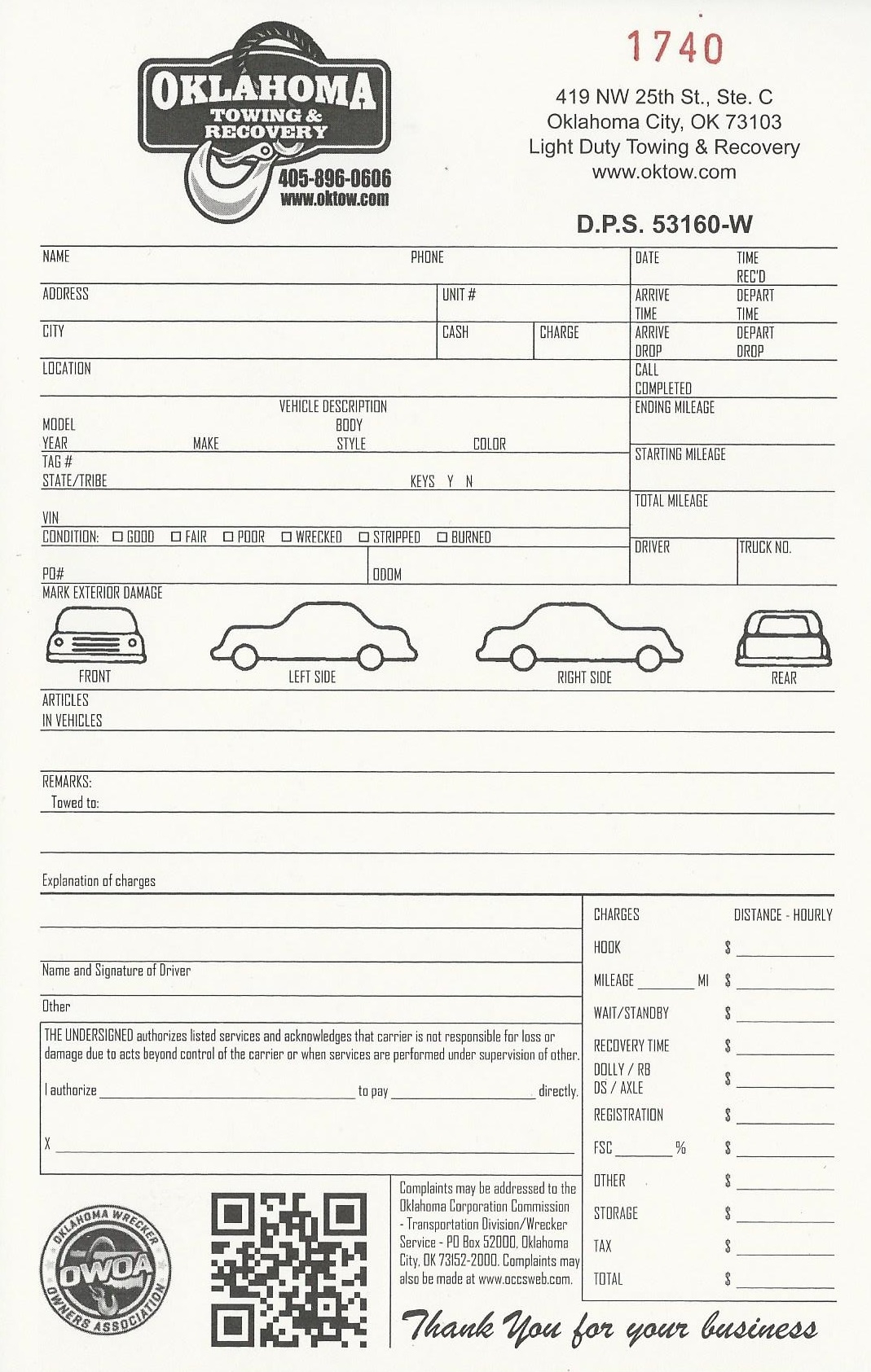 towing rates and specials from oklahoma towing tow truck invoice