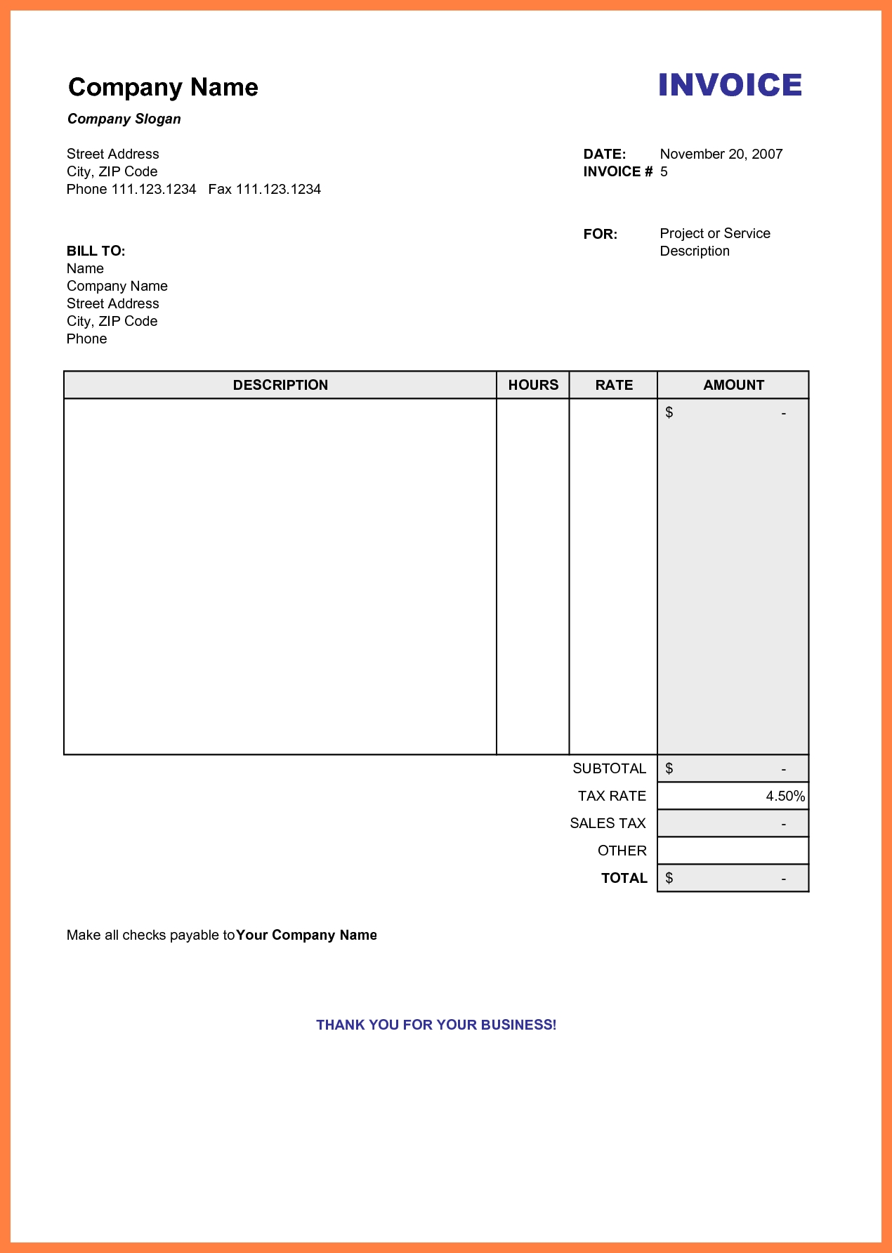 Free Blank Invoice Template Word Images And Photos Finder