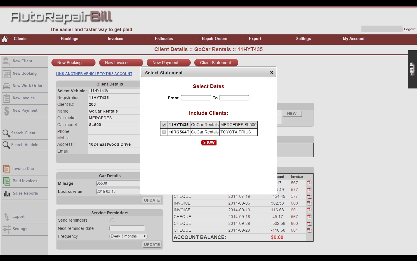 automotive repair invoice software reporting auto repair invoice software for mechanics 1419 X 888