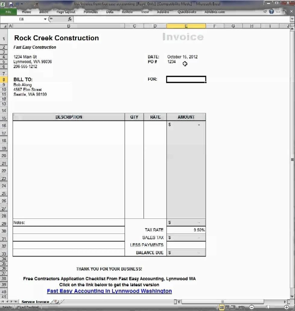 construction invoice template google docs