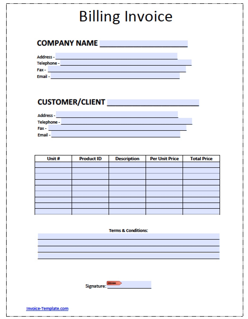 free billing invoice template excel pdf word doc billing invoice template word