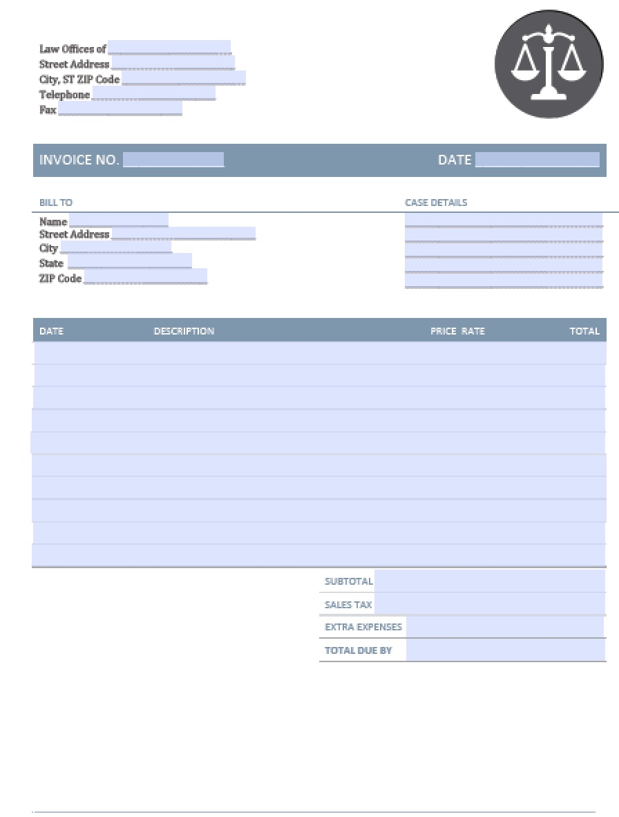 free legal attorneylawyer invoice template excel pdf word legal invoice template word