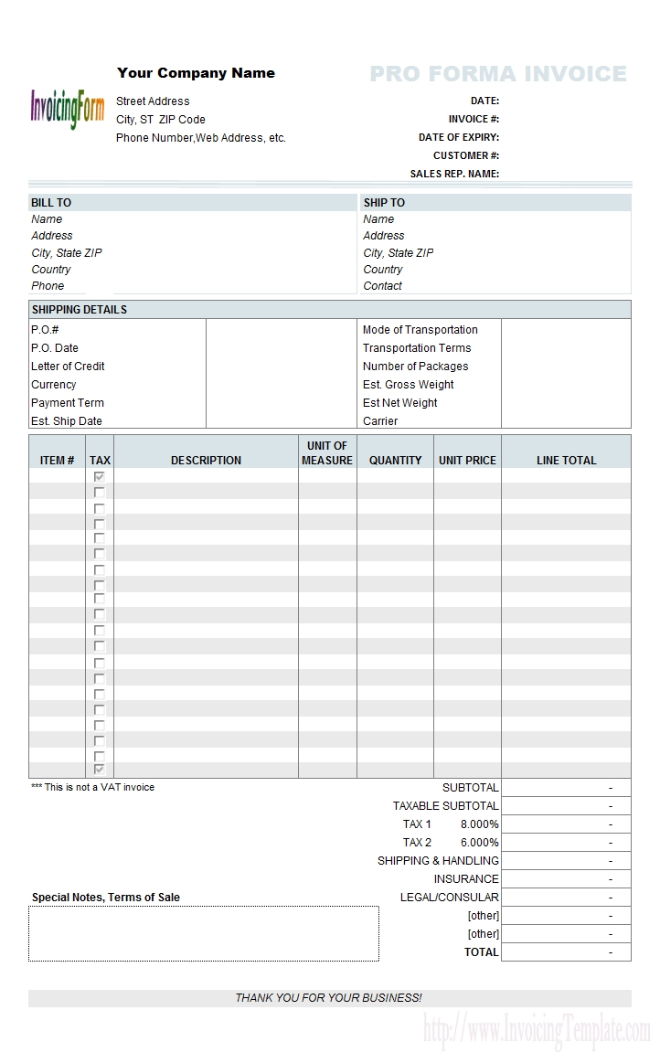 customs documentation commercial invoice pro forma invoice