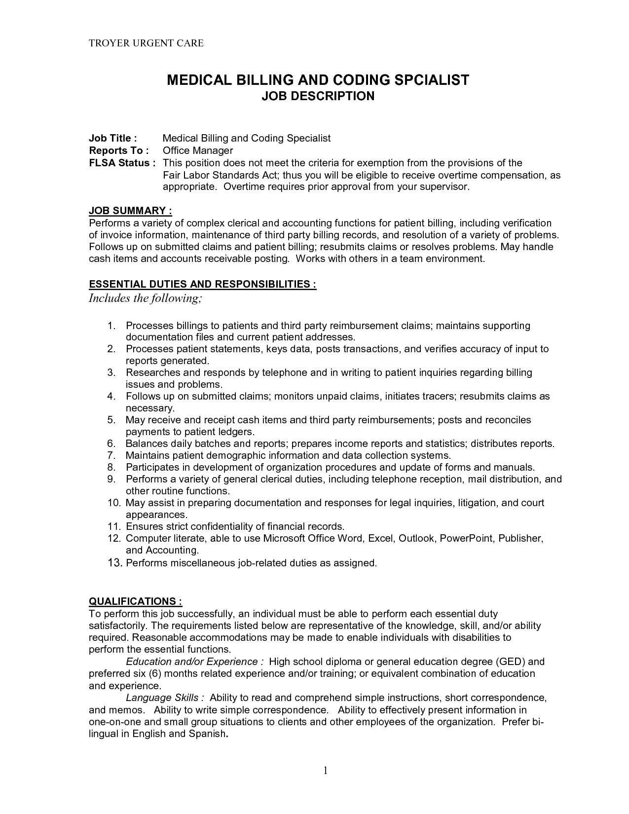 invoice clerk job description billing invoice job description example letter for graduate 1275 X 1650