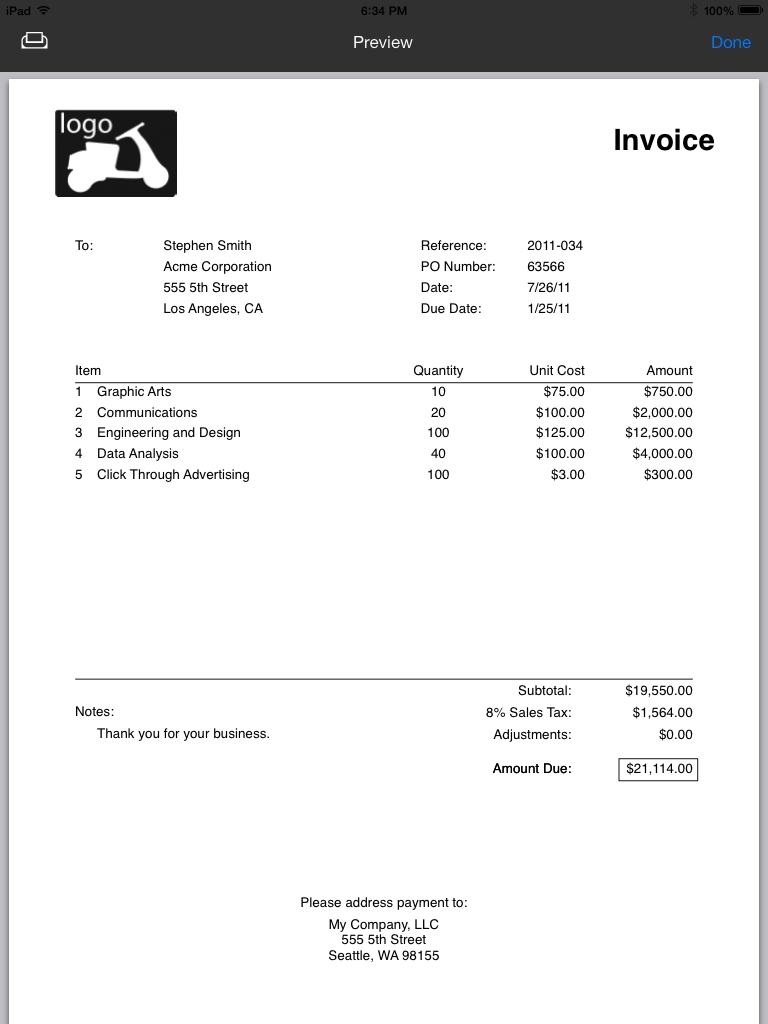 invoice urbanappolis invoices for ipad