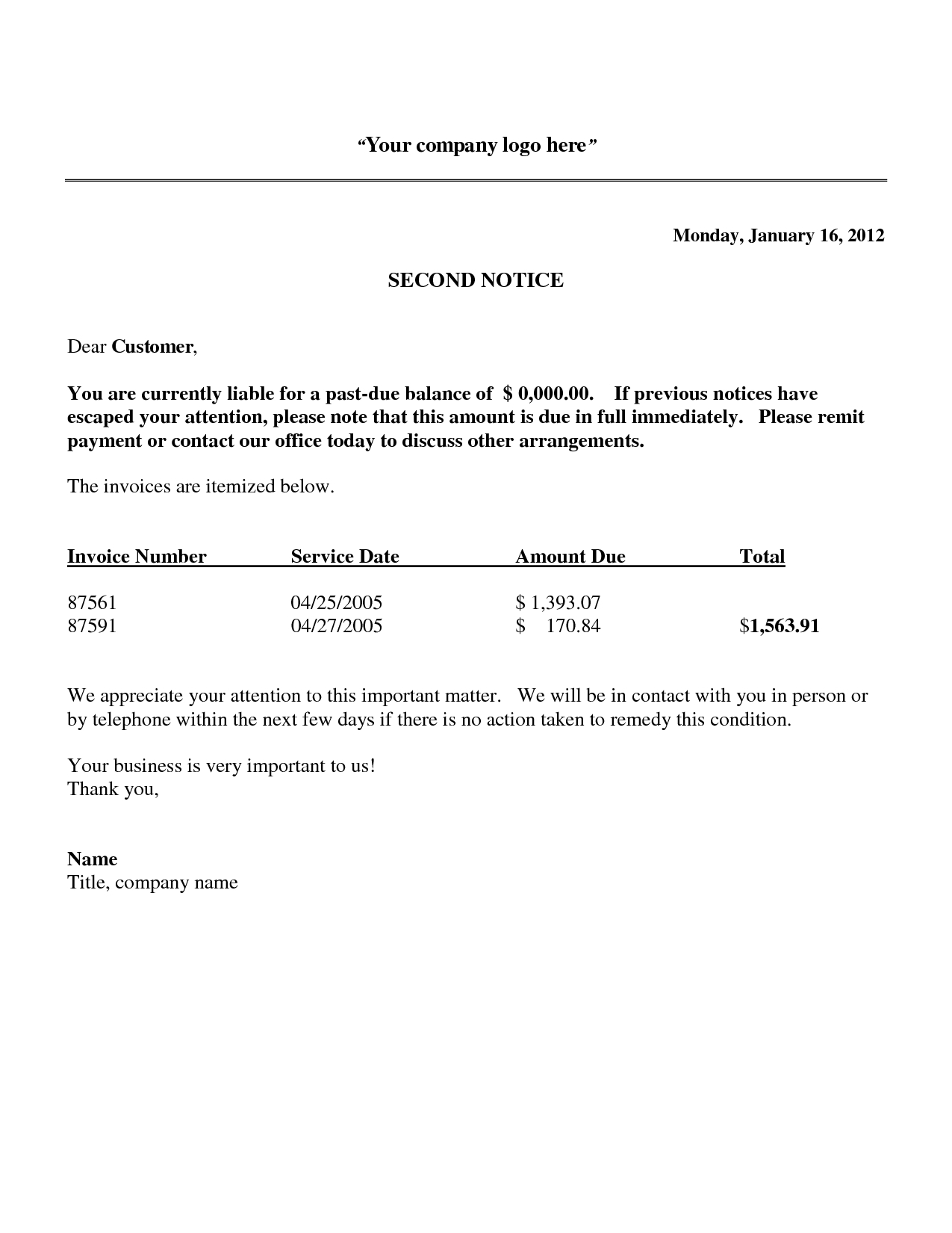 Letter For Past Due Invoice * Invoice Template Ideas
