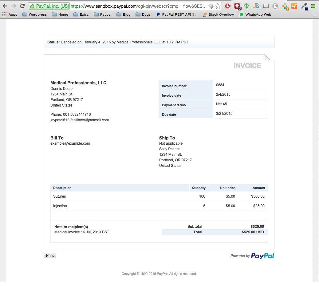 paypal php sdk cancel invoice function does nothing stack overflow pay pal invoice