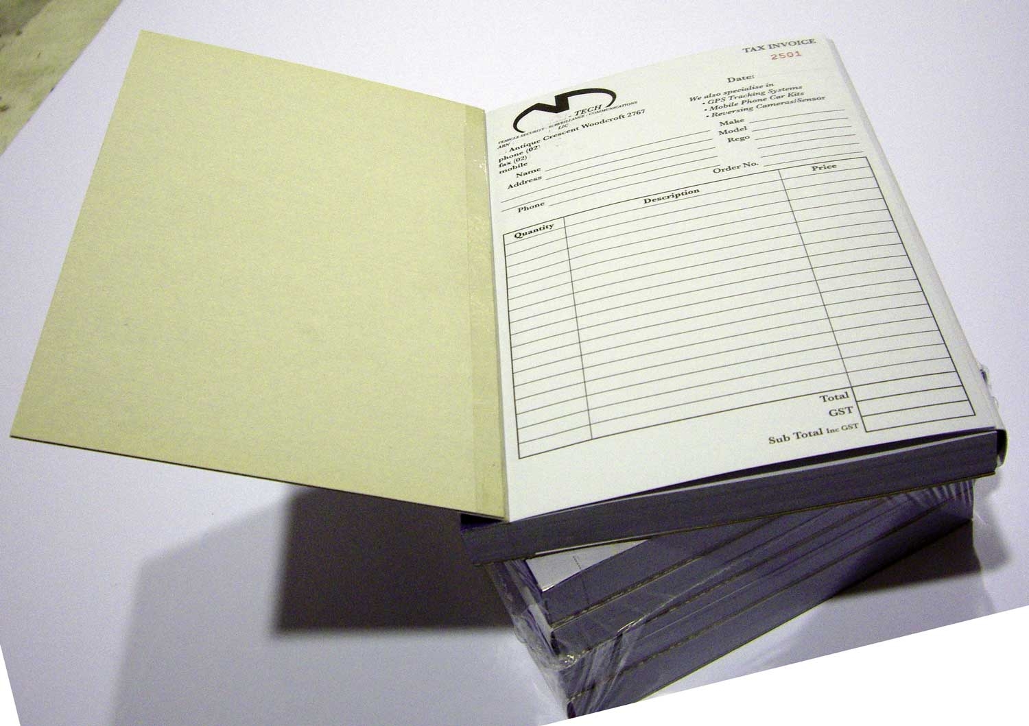 custom carbon invoice book