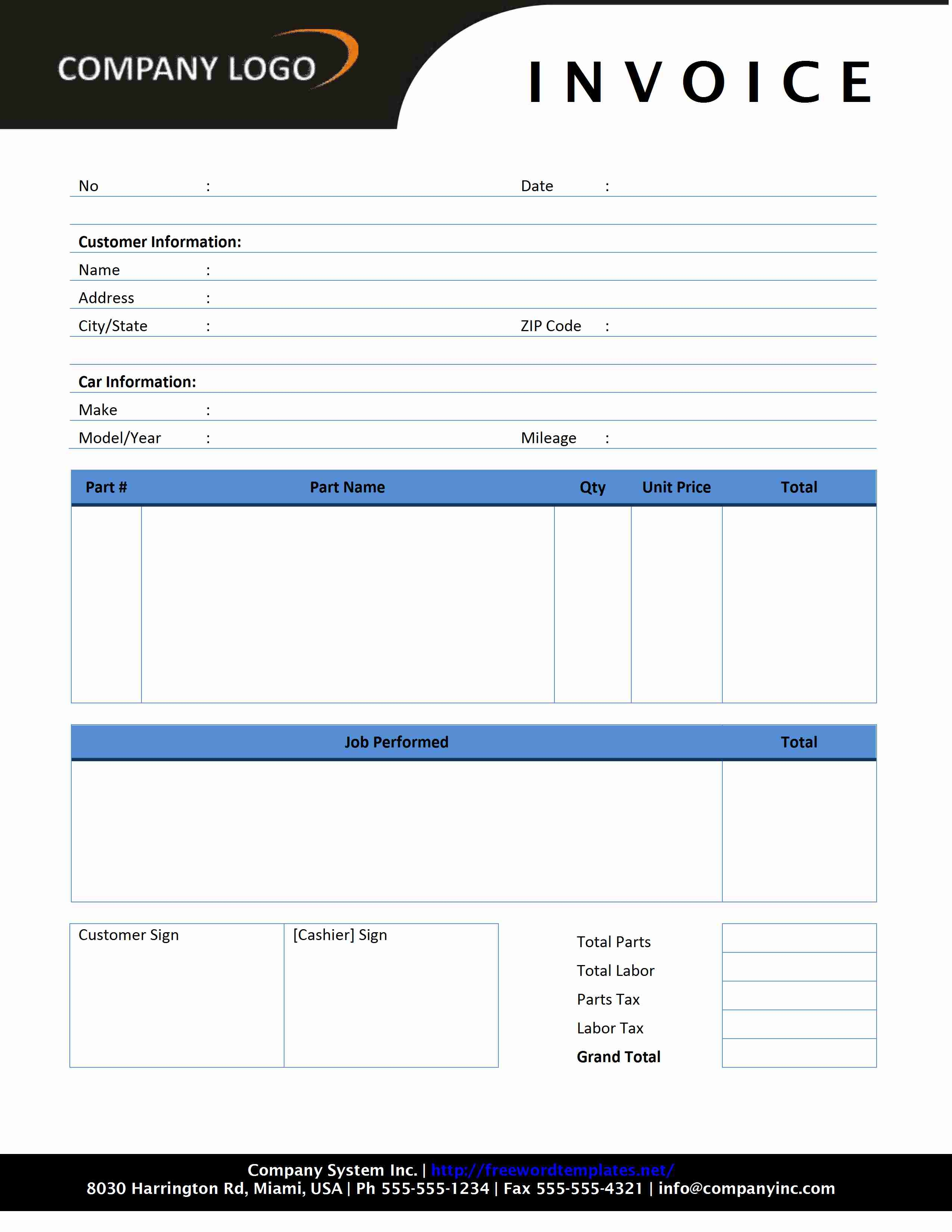 plumbing invoice forms invoice template ideas