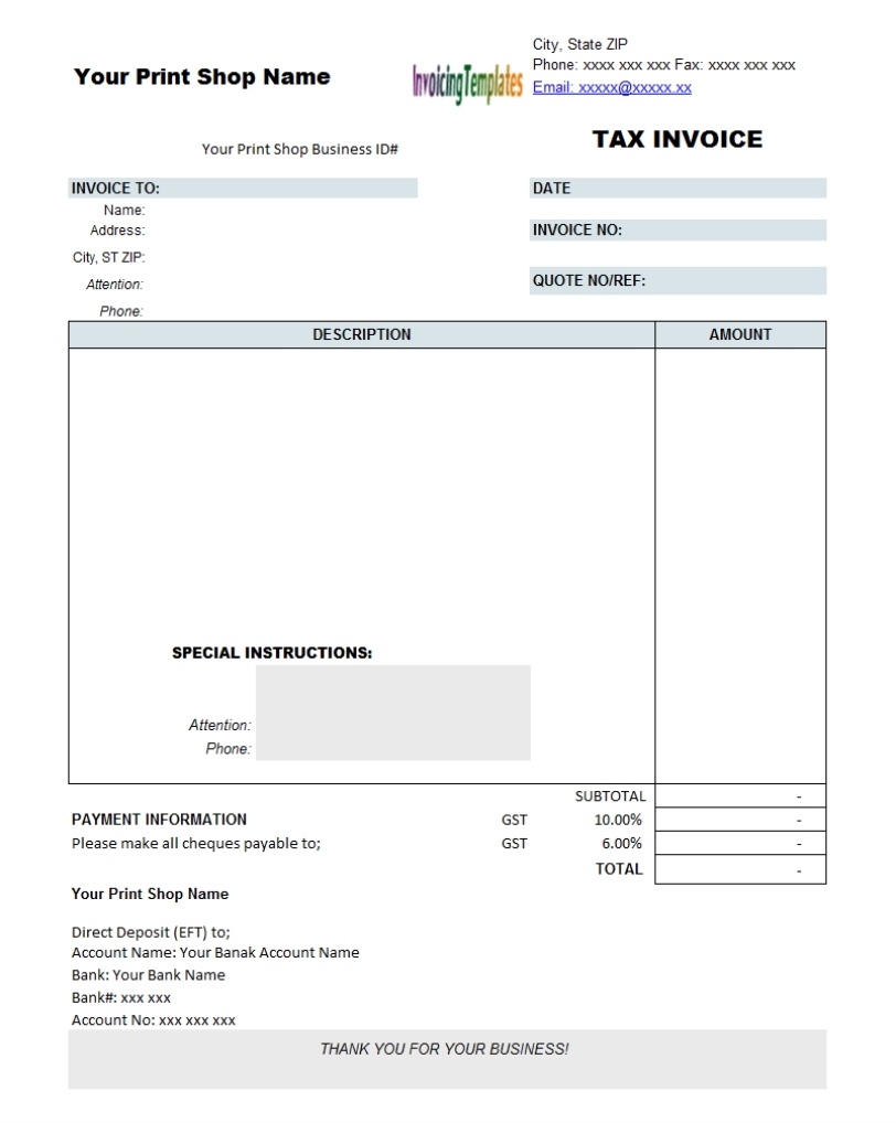 Tax Invoice Requirements Invoice Template Ideas