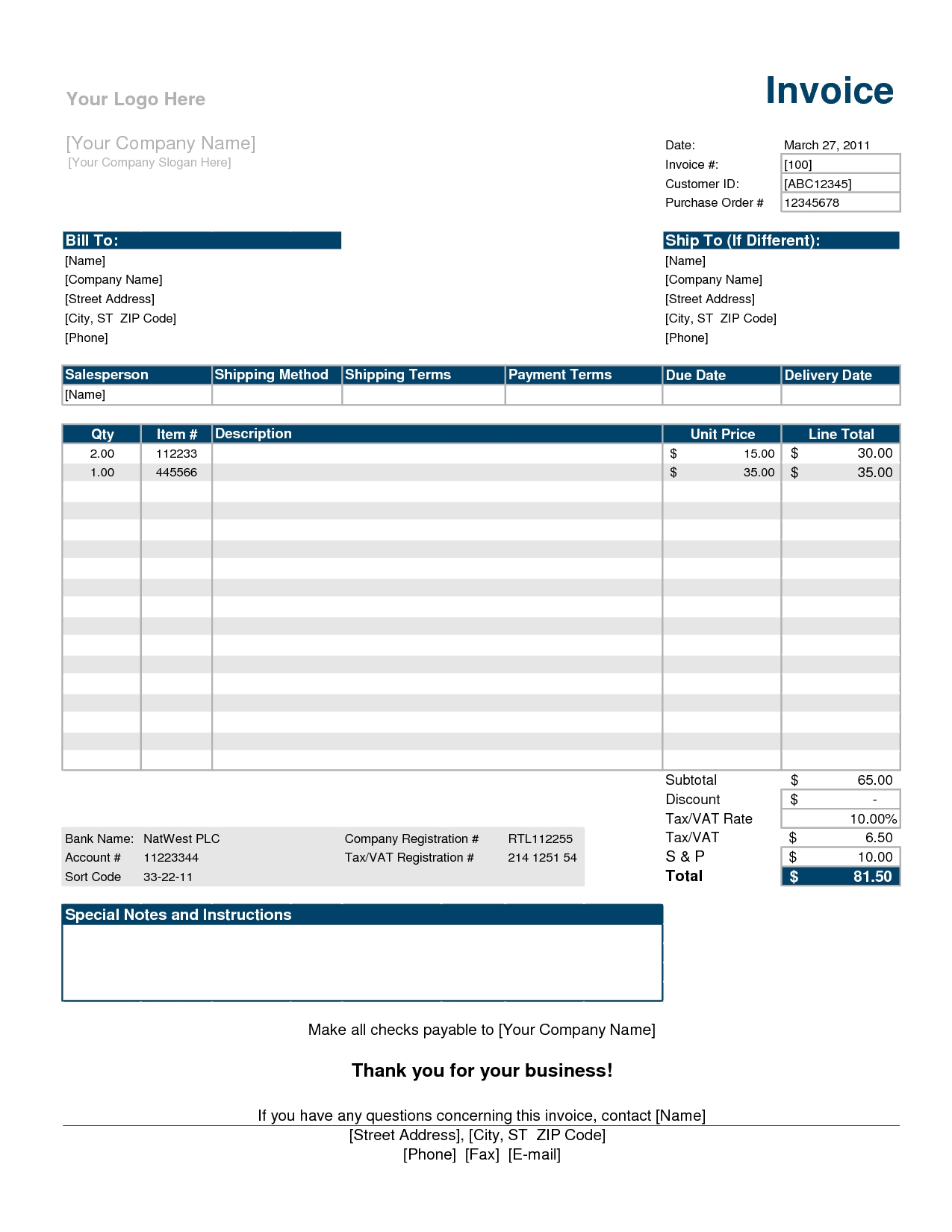 How To Create An Invoice From An Excel Spreadsheet Sample Excel 